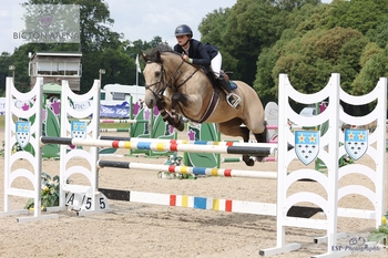 Tabitha Kyle claims victory in the Blue Chip Pony Newcomers Second Round in style at Bicton Arena